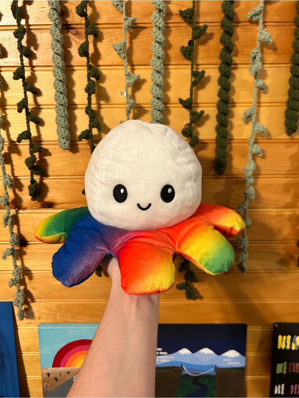 Rainbow Octopus Plush Toy - Soft White & Multicolor Kids Toy